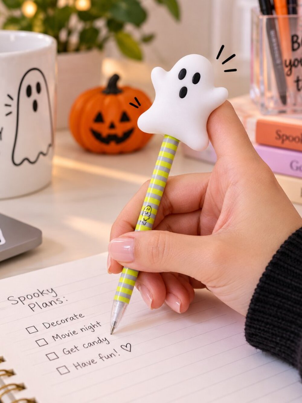 Yoobi Halloween Ghost Squishy Novelty Pen Black Ink 1.0mm Ballpoint New